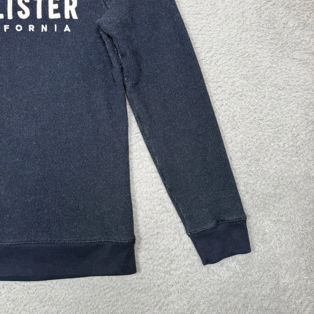 Vintage Y2K Hollister California Mens S Navy Blue Knit Logo Crewneck Sweatshirt